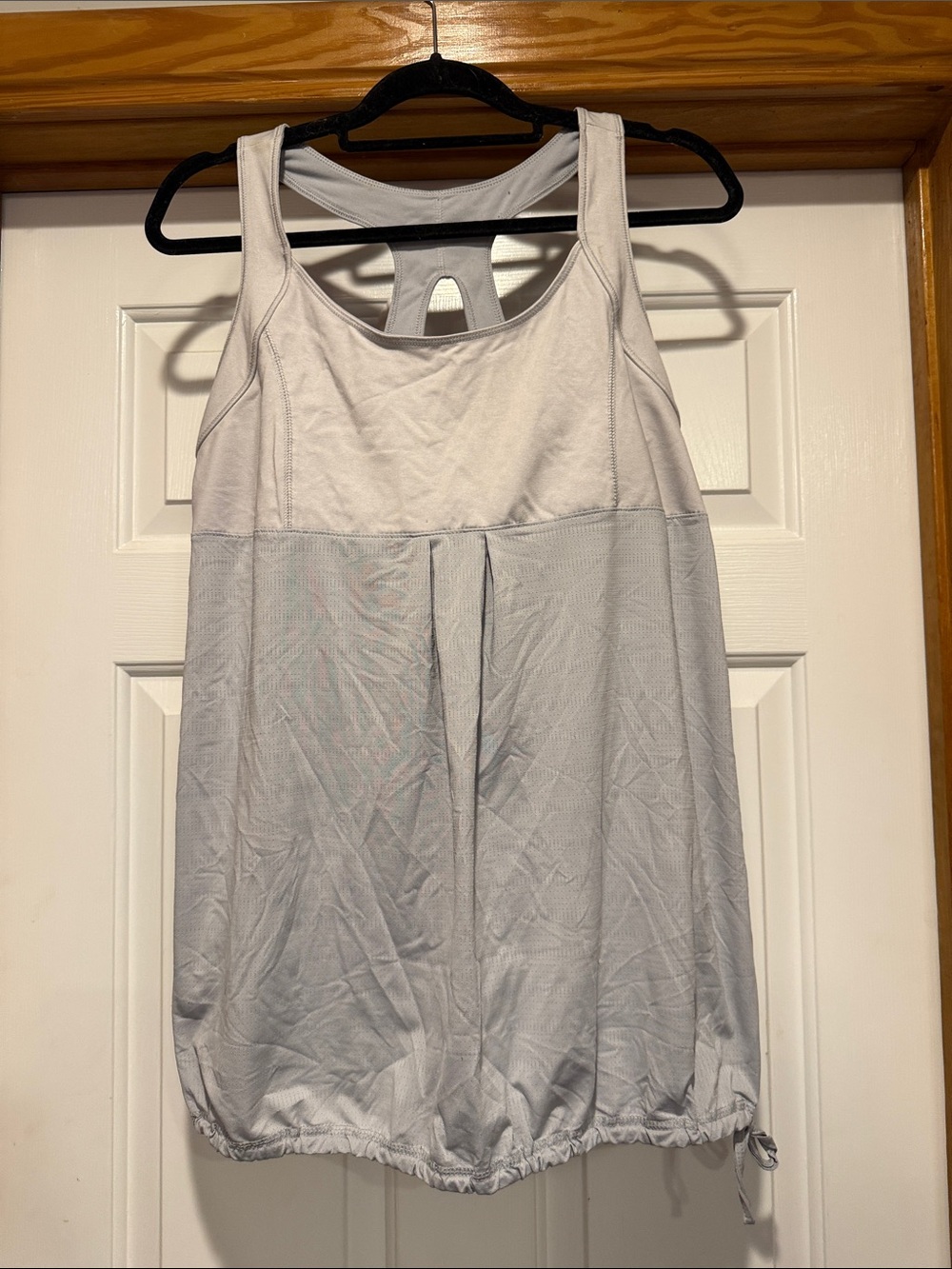 Old Navy Light Gray and White Racerback Tank Top